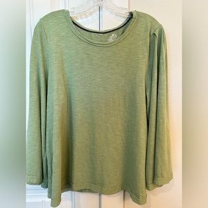 Anthropologie Pilcro Jillian Bell-Sleeved Top/Size Large/Moss